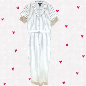 New cool vibes, sexy blue and white striped jumpsuit!